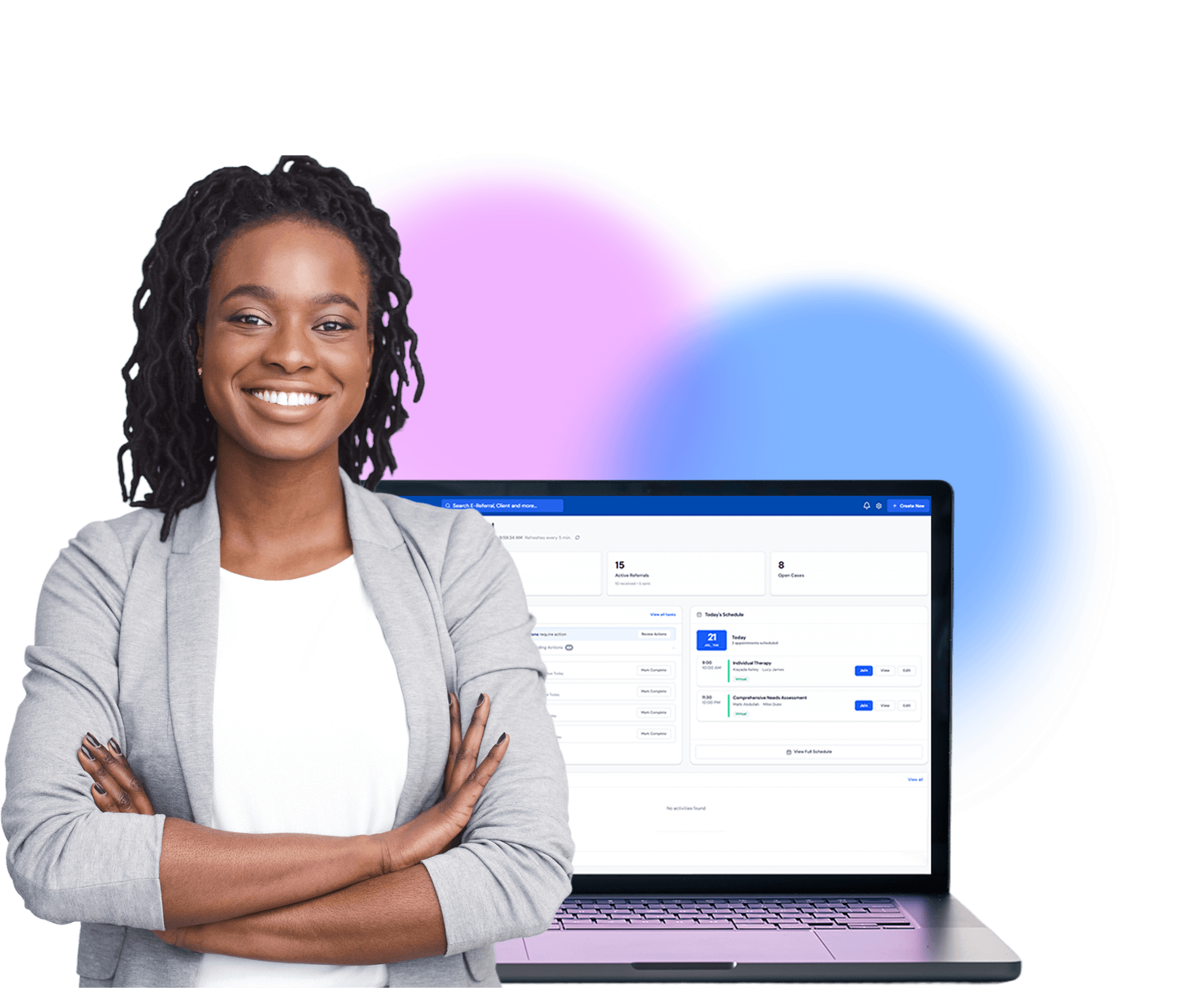 Swiftacare user with the platform open on a laptop